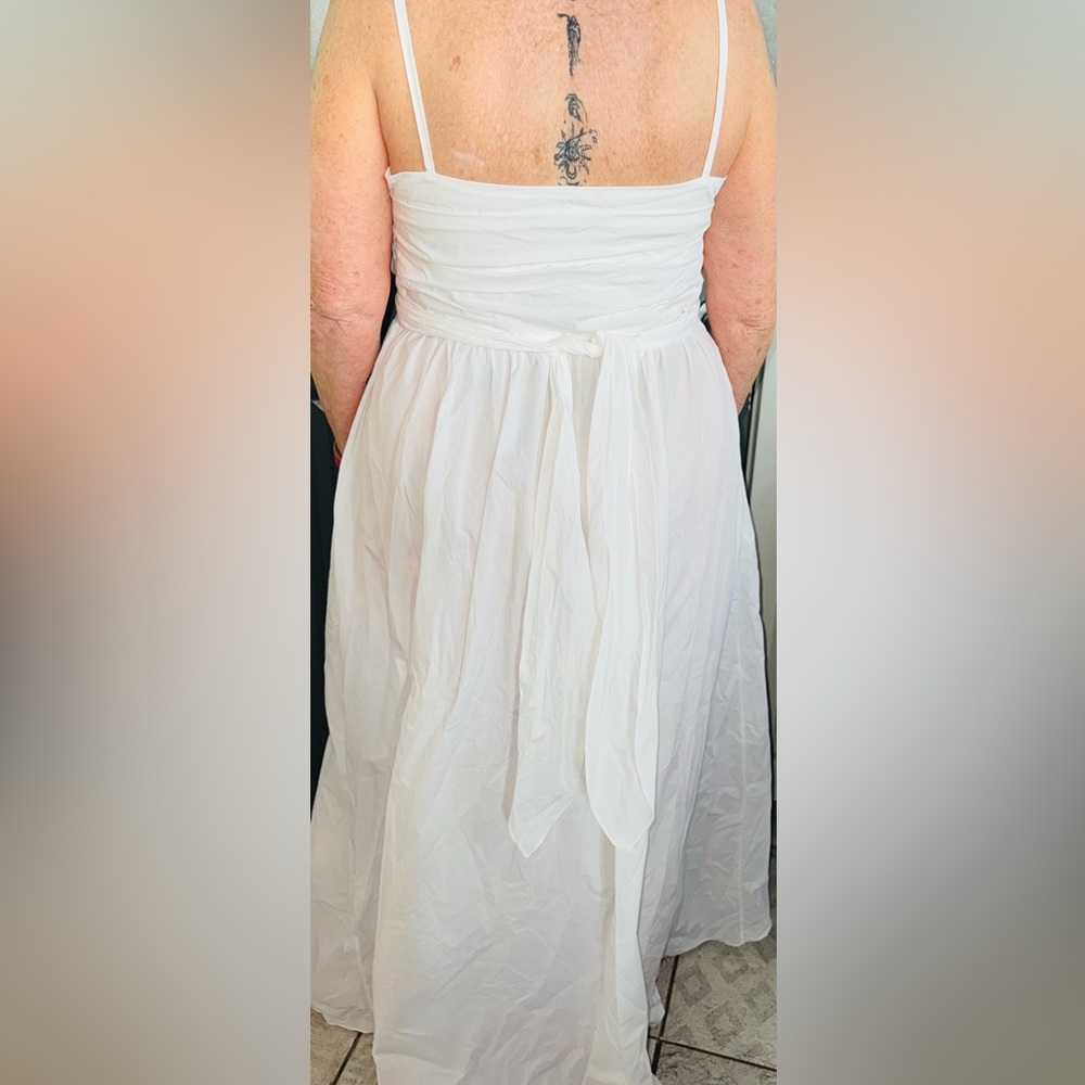 THREE GRACES LONDON White Cotton SOLD OUT ADELE Tie front/back dress - Picture 9 of 16